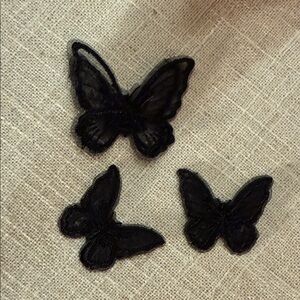 Romantic style Black dimensional Butterfly Appliques‎ set of 3